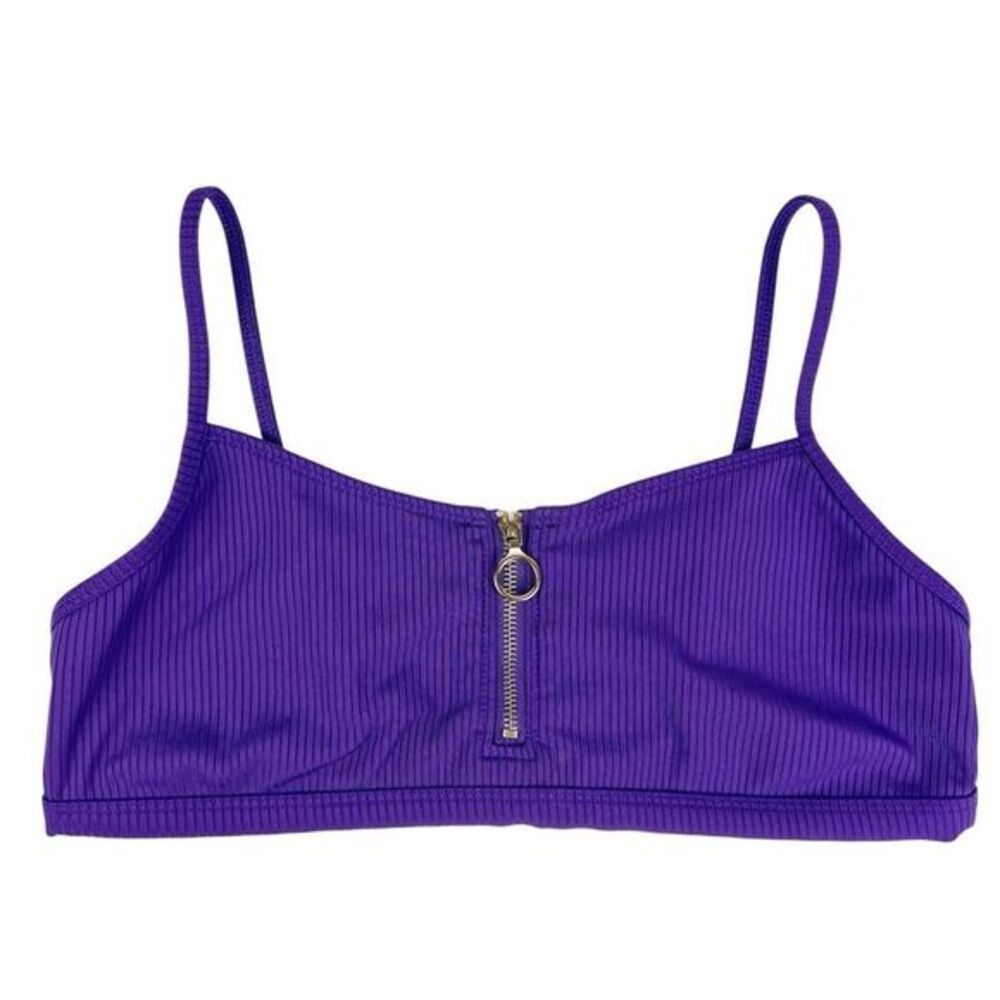 Revamped Dark Purple Ribbed Bikini Top Size XL